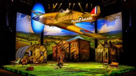 The stage set, with a spitfire and buildings